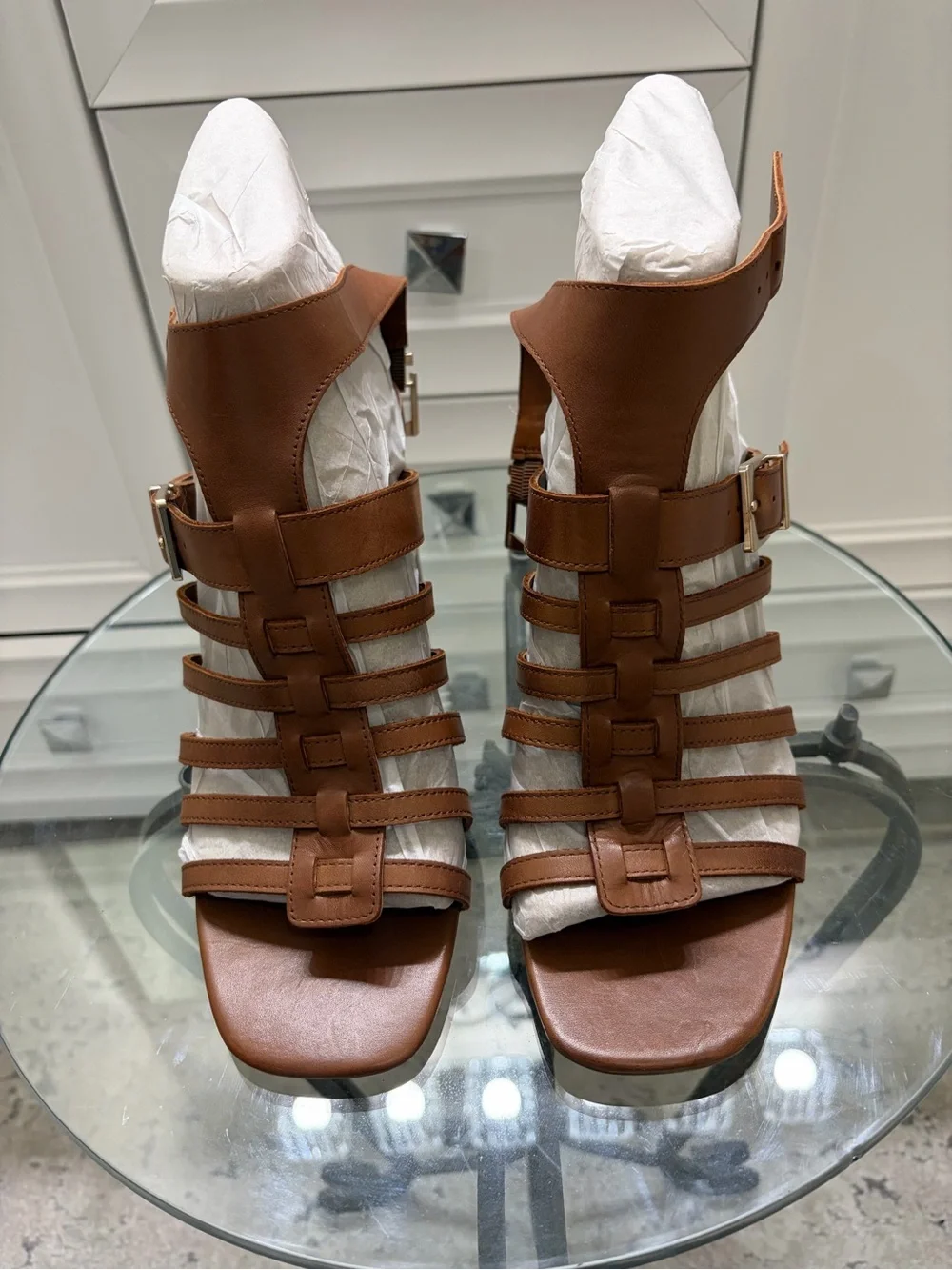 Vince Camuto Hicheny Gladiator Sandals Cinnamon Bark Size 9M Block Heel